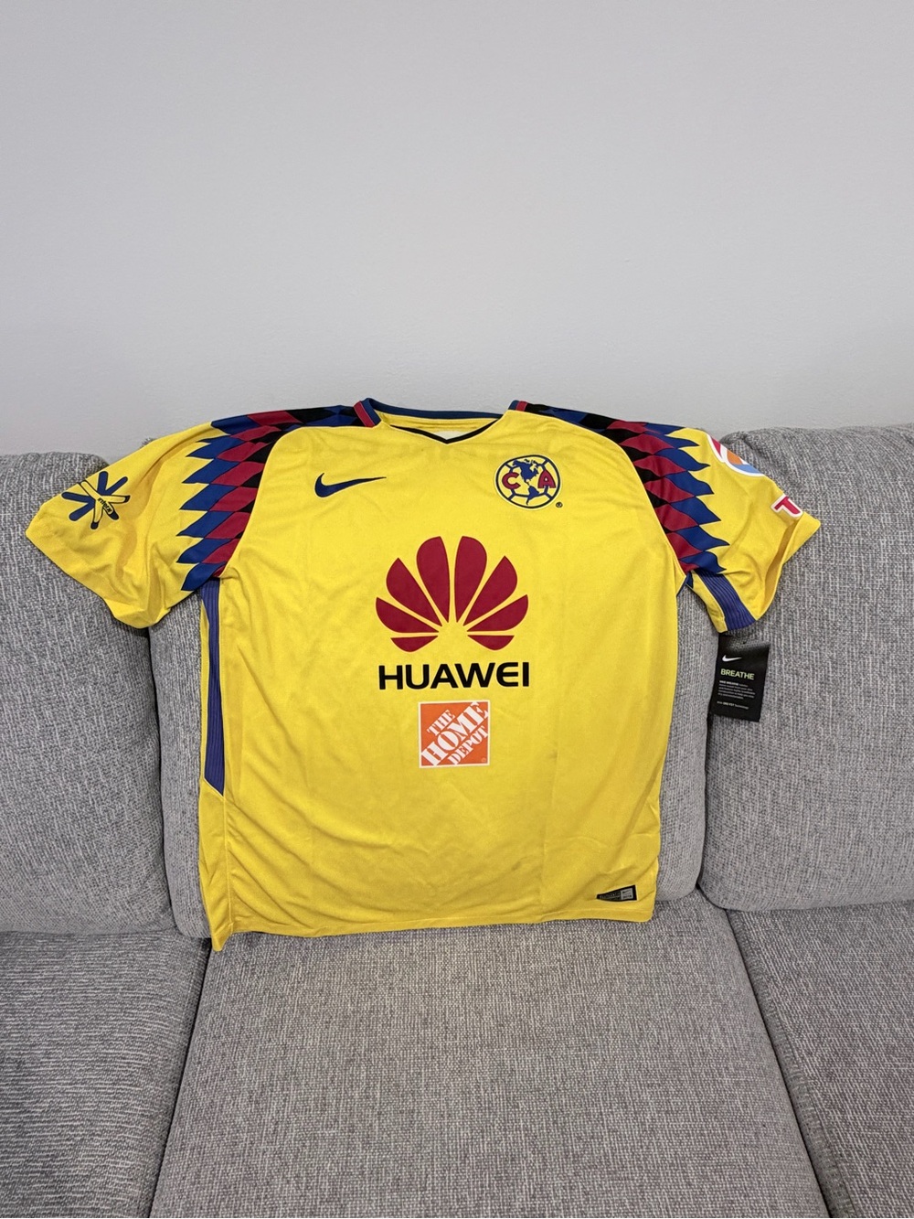 Nike Yellow Club América Home Jersey with Red and Navy Accents